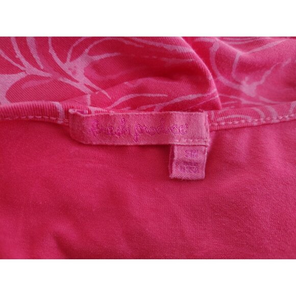 Fresh Produce Small/Medium Dress, Tropical Pink, Ruched Bust, Short Sleeve Vacay - Picture 4 of 5